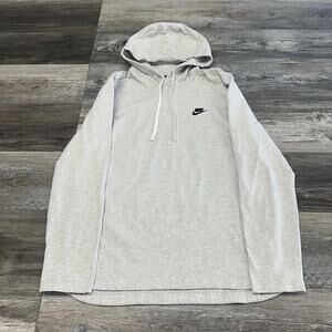Nike Heathered Gray‎ Black Mens L Spell Out Mini Swoosh Pullover Sporty Hoodie